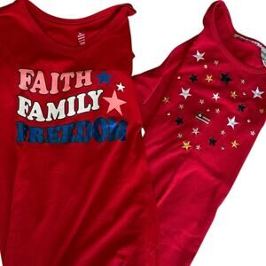 Womens T-Shirt Bundle Size Large USA America Stars Stripes Faith Family Freedom